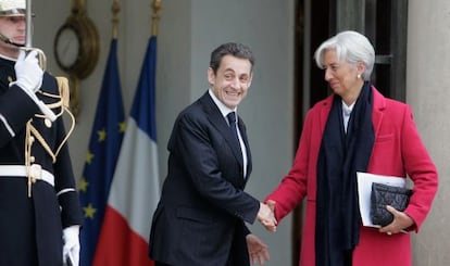 Nicolas Sarkozy y Christine Lagarde, en enero de 2012.