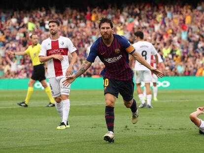Lionel Messi celebra un gol.
