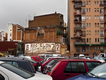 Mural en una fachada de la Meridiana de Barcelona sobre los Juegos Olímpicos de 1992.