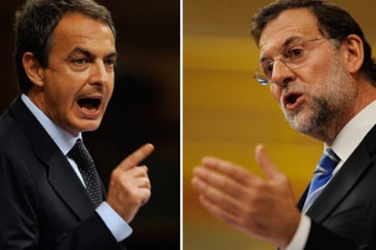 Zapatero y Rajoy durante el debate del estado de la Nación