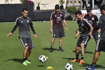 Márquez y Lozano, durante la práctica.