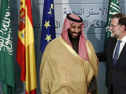 Mariano Rajoy recibe a Mohamed bin Salman, principe heredero de Arabia Saudi, para firmar la compra de cuatro fragatas por valor de mas de 2000 millones de euros. 