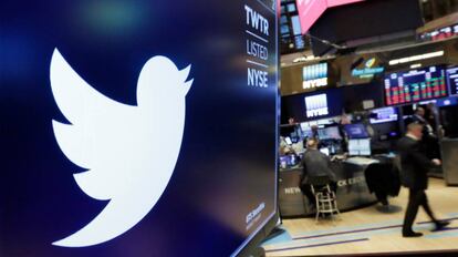 Logo de Twitter en un monitor del New York Stock Exchange