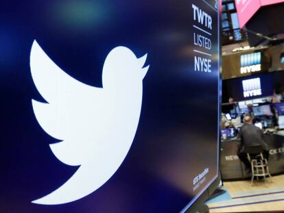 Logo de Twitter en un monitor del New York Stock Exchange