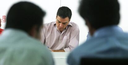 El l&iacute;der socialista, Pedro S&aacute;nchez, en la reuni&oacute;n del comite federal del PSOE.