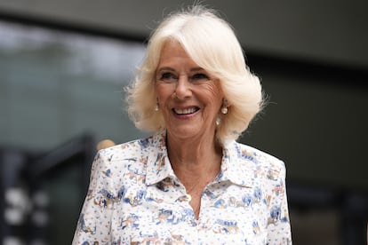 La reina Camila en un partido de Wimbledon, en julio de 2025.