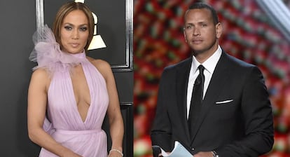 La cantante Jennifer Lopez y el exbeisbolista Alex Rodríguez.