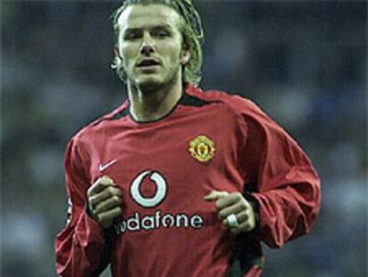 David Beckham, durante el Madrid-Manchester en el Bernabéu.