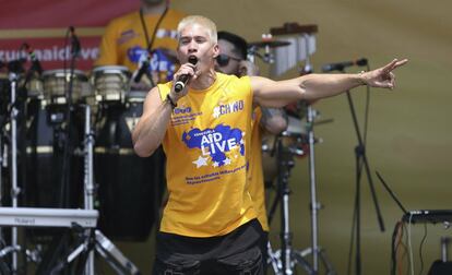 El cantante venezolano Chino, durante su actuación en el 'Venezuela Aid Live'.