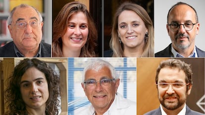 Los nuevos consejeros del Gobierno de la Generalitat. De izquierda a derecha y de arriba a abajo: Joaquim Nadal, Meritxell Serret, Natàlia Mas, Carles Campuzano, Gemma Ubasart, Manel Balcells y Juli Fernández.