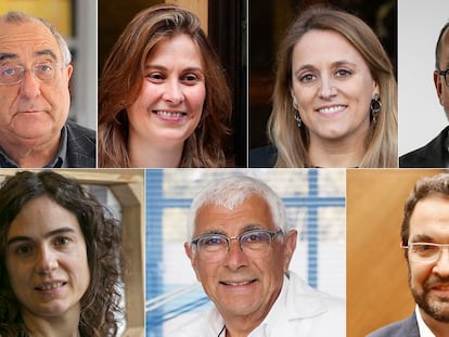 Los nuevos consejeros del Gobierno de la Generalitat. De izquierda a derecha y de arriba a abajo: Joaquim Nadal, Meritxell Serret, Natàlia Mas, Carles Campuzano, Gemma Ubasart, Manel Balcells y Juli Fernández.