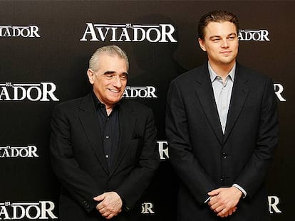 Martin Scorsese y Leonardo DiCaprio, ayer en Madrid.