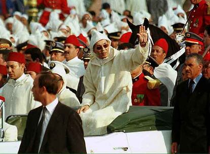 El rey Hassan II de Marruecos, durante el 30º aniversario de su monarquía en 1999.