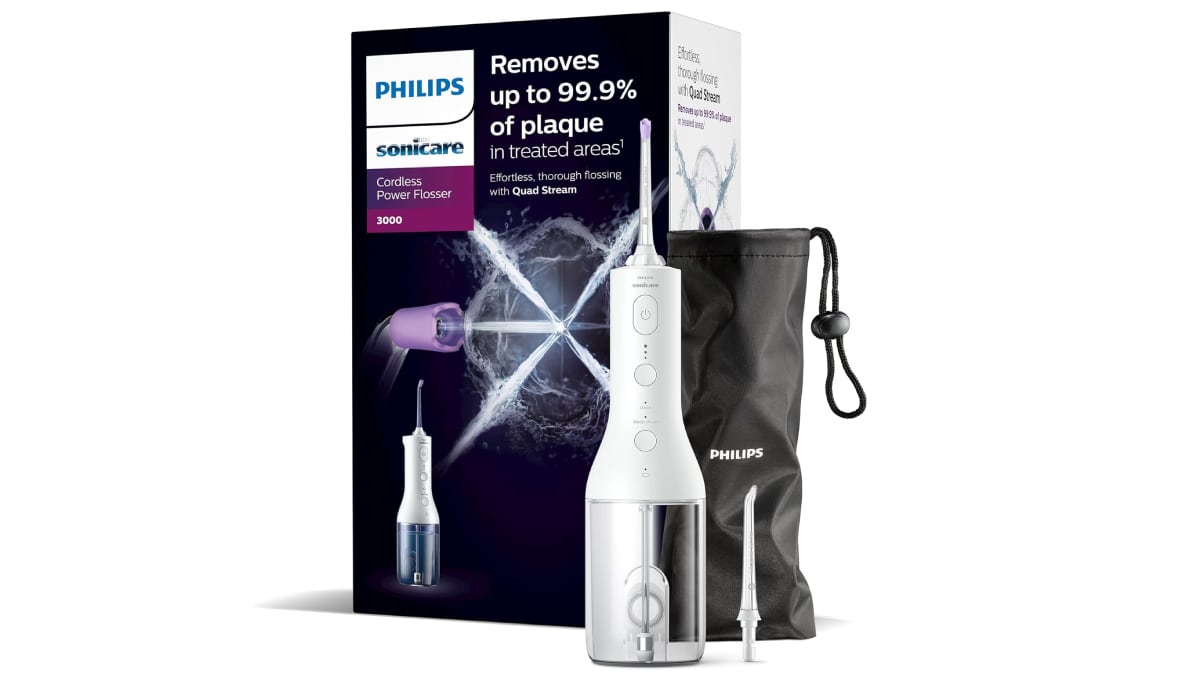 Irrigador bucal con bolsa de viaje incluida.