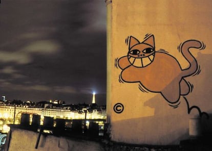 uno de los graffiti de M.Chat, personaje principal de 'Gatos encaramados'.