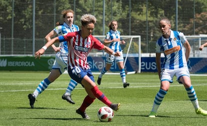 Amanda Sampedro, durante el último Real Sociedad-Atlético de LaLiga Iberdrola disputado en San Sebastián.