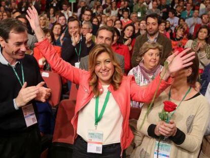Susana Díaz, tras ser elegida secretaria general de los socialistas andaluces.