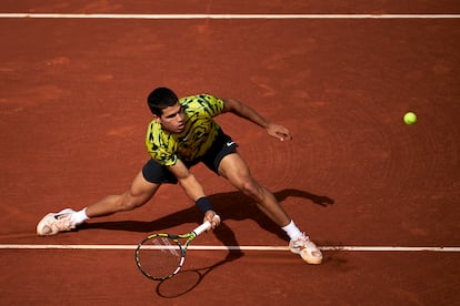 Carlos Alcaraz last week during a match at the Barcelona Open.