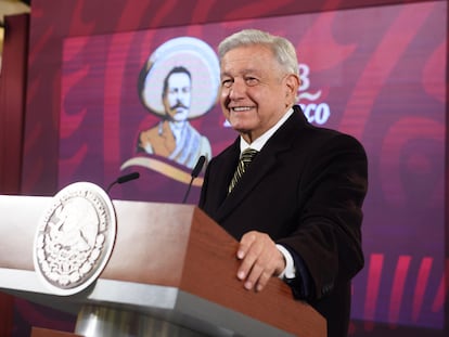 El presidente de México, Andrés Manuel López Obrador, durante la conferencia de esta mañana.