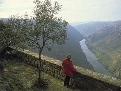 Desde el mirador de La Code, en Mieza (Salamanca), se aprecia la profundidad del cañón fluvial que caracteriza los paisajes de los Arribes del Duero.