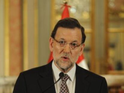 Rajoy, durante su comparecencia en Lima.