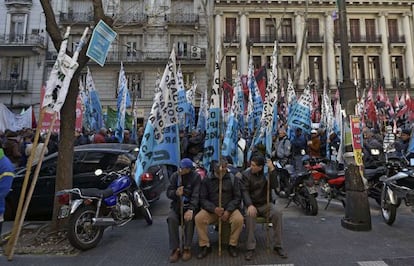 Protesters marching in Buenos Aires on Wednesday.