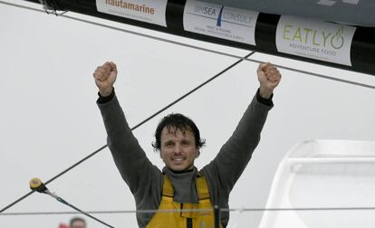 Didac Costa a su llegada a localidad francesa de Les Sables d’Olonne.