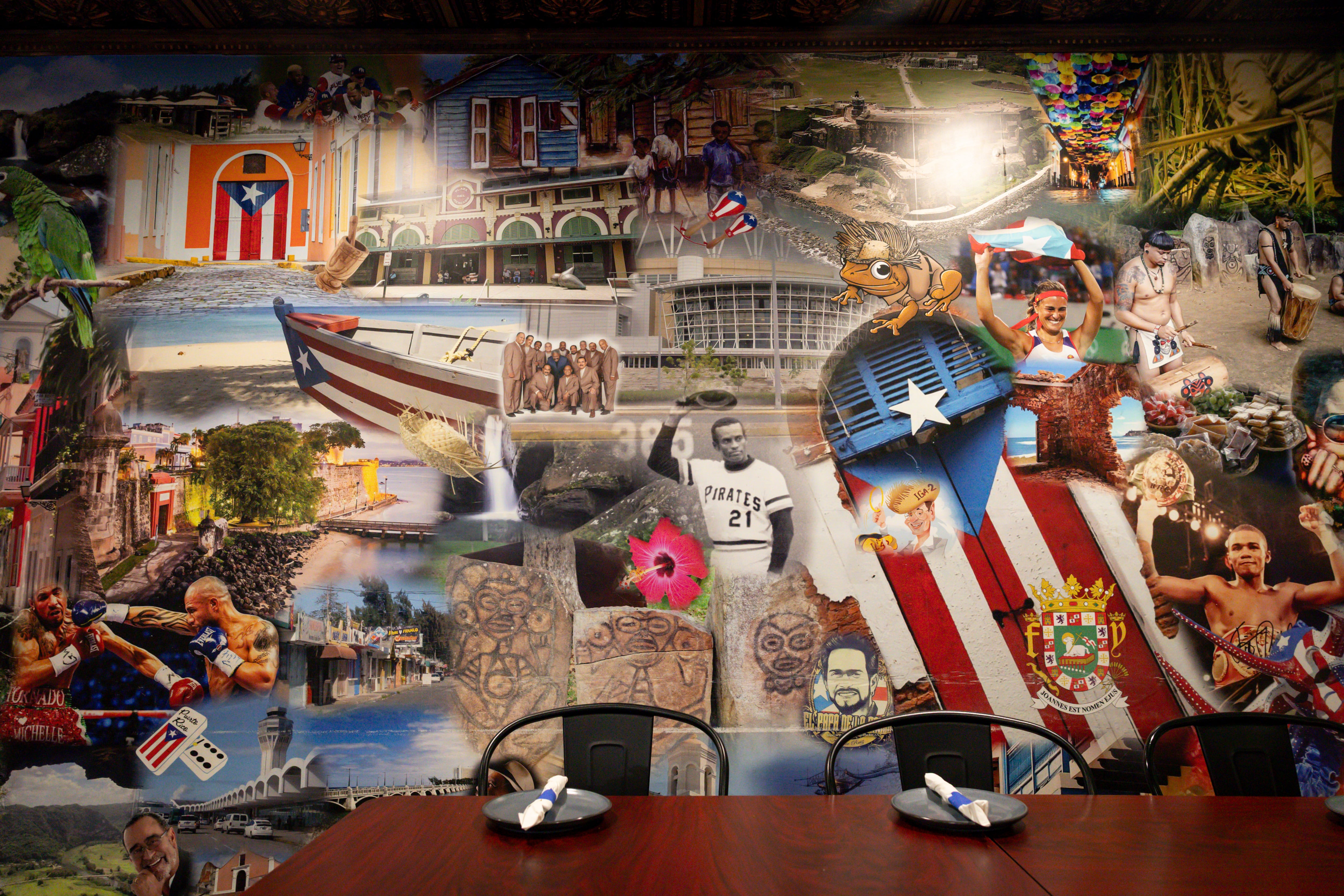 Mural alusivo a Puerto Rico en el Restaurante Grillers, en Kissimmee, Florida, el 13 de mayo de 2026. 