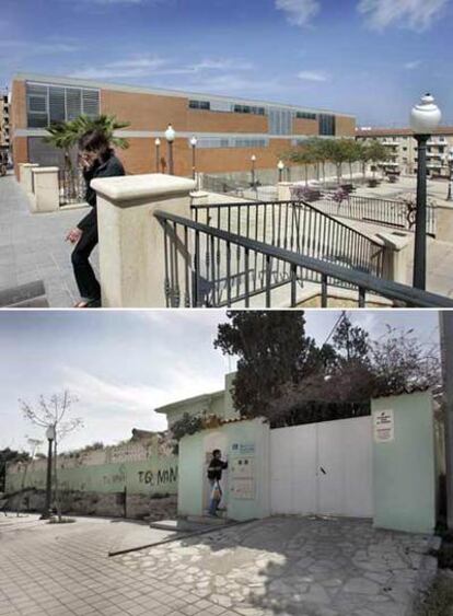 Arriba, nuevo edificio del obispado en Alicante. Abajo, centro de enfermos de sida Casa Veritas.