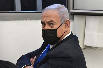 El primer ministro israelí, el lunes ante el tribunal de Jerusalén que le juzga por corrupción.
