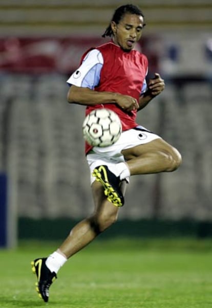 Darío Silva, durante un entrenamiento con la selección de Uruguay.