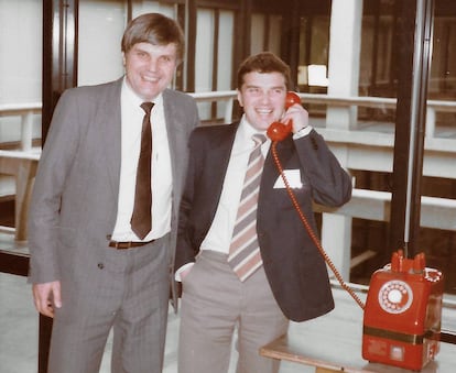 Vladimir Alexandrov (left) and his colleague Nick Lukyanov, in February,1985, in Japan