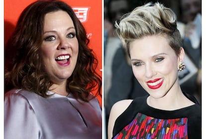 Las actrices Melissa McCarthy y Scarlett Johansson.