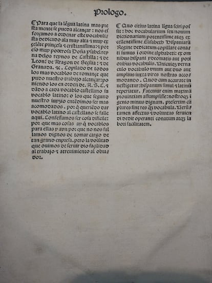 Folio con el prólogo del diccionario de Alfonso de Palencia, conservado en la Firestone Library de la universidad de Princeton.