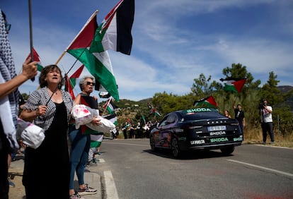 Protesta a favor de Palestina en Robledo de Chavela (Madrid), este sábado. 