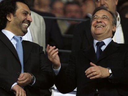 El jeque Al-Thani junto a Florentino P&eacute;rez. 
 