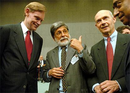 Los representantes de EE UU, Brasil, la UE e India (de izquierda a derecha), en la reunión de Ginebra.