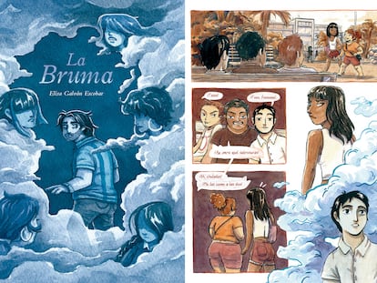 La portada y la página 21 de la novela gráfica 'La Bruma', de Elisa Galván.