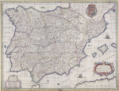 Mapa de España publicado en Ámsterdam en 1631.