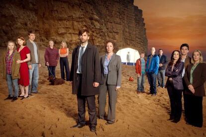 Plantel de actores de la serie &#039;Broadchurch&#039;.