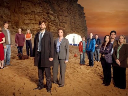 Plantel de actores de la serie &#039;Broadchurch&#039;.