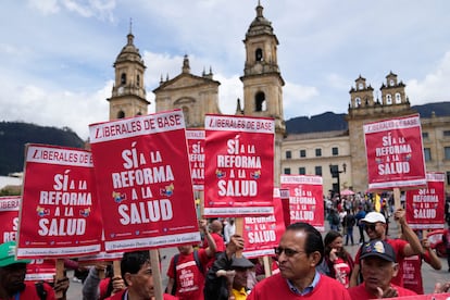 Protesta a favor de la reforma de Salud en Bogotá el 14 de febrero 2023.