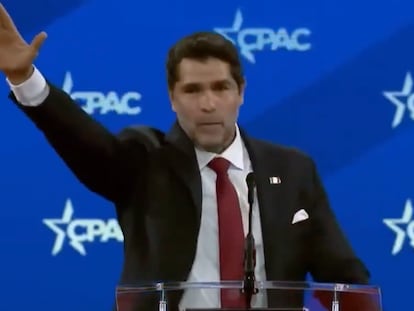 Eduardo Verástegui en la Conferencia de Acción Política Conservadora (CPAC) el 21 de febrero 2025.