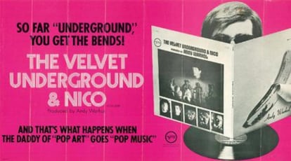 Cartel de promoción de <i>The Velvet Underground & Nico, </i><b>el </b>álbum debut de la banda neoyorquina.