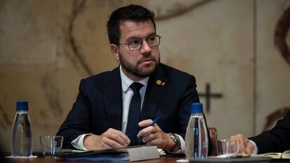 El presidente de la Generalitat, Pere Aragonès, en el Palau el 3 de octubre.