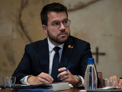 El presidente de la Generalitat, Pere Aragonès, en el Palau el 3 de octubre.