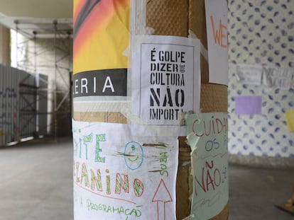 Protesto, em março de 2016, contra a extinção do Ministério da Cultura durante ocupação do Palácio Capanema, no centro do Rio.