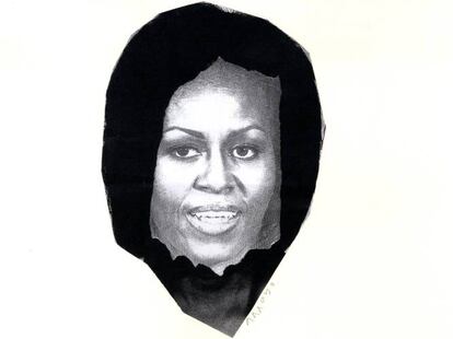 Michelle Obama vista por Eduardo Arroyo para la serie 'Daguerrotipos', de EL PAÍS.