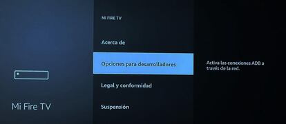 Acceso a las opciones de desarrollador en los Fire TV Stick