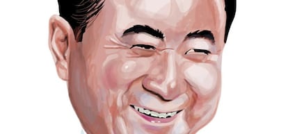 Caricatura de Wang Jianlin, fundador y presidente del grupo Dalian Wanda.